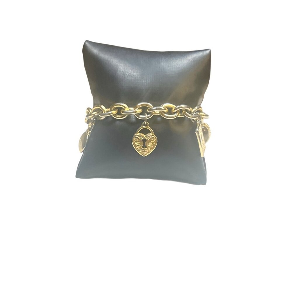 Vintage Vanderbilt Gold-Tone Charm Bracelet W/ Amber & Intricate Charms - Picture 9 of 11